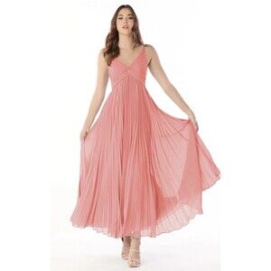 AZAZIE Coral Pleated Maxi Dress Women’s Small 4-6 Formal Bridesmaid